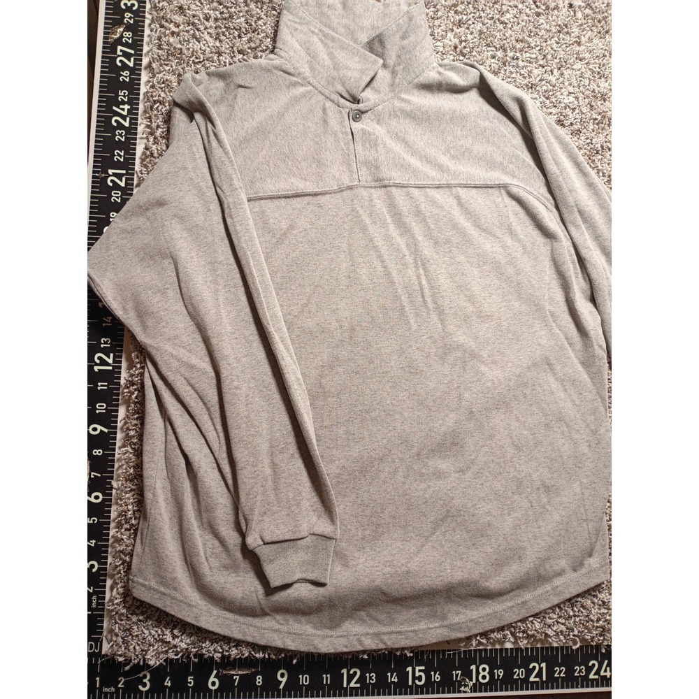 Cosi Mens Heather Gray Mock Neck Single Button Pullover Sweatshirt Size L
